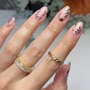 24pcs Cute Colorful False Nail Tips for Girl Rainbow Almond Fake Nails Full Cover Reusable Adhesive Nail