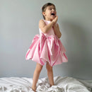 Toddler Pink Bow Party Baby Girls Dress Elegant Birthday Princess Prom Dress Kids Flower Bridesmaid