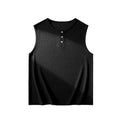 Black sleeveless shirt with buttons on a white background, Obroi
