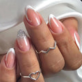 Short Almond Nail Pink Simple Love Valentine’s Day  Stripes Press on Nails Full Cover Manicure