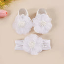 Baby Socks Headband Set Lace Flower Jacquard Anti-Slip Cotton 0-12 Months Newborn Gift Set Infant Girl Accessories