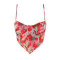 Floral patterned top with thin straps on a white background, Obroi