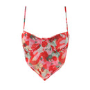 Floral patterned top with thin straps on a white background, Obroi