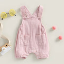 0-24M Lovely Baby Girls Boys Romper Shorts Sleeveless Suspenders Jumpsuits