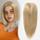 Blonde Toppers for Women Mono Top Hand-Tied Lace Base Four Clips in Topper Hair Extensions