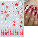 White Flowers Nail Stickers Summer Small Daisy Floral Leaves 3D French Line Nail Art Decorations Self-Adhesive Slider Manicure