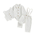 0-18M Newborn Baby Boy Dress Romper Shirt Bowtie Waistcoat Suspender Pants Set Suit Fall Outfits