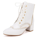 Ankle Boots For Women Spring Shoes Casual Medium Heels Lace-up Short Boots Footwear Shoes