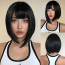 Short Black Bobo Wig Middle Part Short Wigs for Women Cosplay Party Daily Use Natural Hair