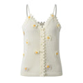 Summer Women's Knit Tops Sweet Camisole Floral Appliques Cardigans Knitwear