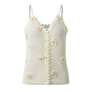 Summer Women's Knit Tops Sweet Camisole Floral Appliques Cardigans Knitwear