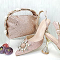 Italian Elegant Shoes With Bag To Match Set High Heels Shoes And Bag Set For Party