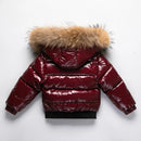Winter Kids Boys Parka Down Jackets Waterproof Shiny Real Fur Thicken Warm Boys Outerwear Coat Outfit