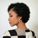 13x4x1 Lace Frontal Wig for Women Short Pixie Cut Kinky Curly Slide Part Human Hair