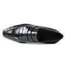 Black crocodile-patterned shoe on a white background, Obroi