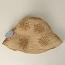 Women Foldable Raffia Bucket Hat with Sunflower Design Wide Brim Summer Beach Sun Hat