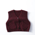 Maroon knitted vest with button , Obroi