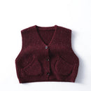Maroon knitted vest with button , Obroi