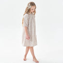 kids girls embroidery brown floral summer cotton flare dress children girl cotton lining sleeve flower dresses