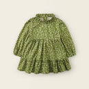 Baby Girls Clothes Set Kids Green Knitted Cardigan Vintage Floral Dress Children Autumn Knit Sweater Coat Princess Dresses