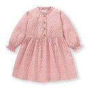 Pink floral dress with long sleeves on a white background, Obroi