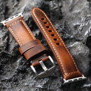Handmade Leather Strap for iWatch Apple Genuine Leather Ultra2 49MM 44MM 42MM Brown Vintage Aged Watch Strap