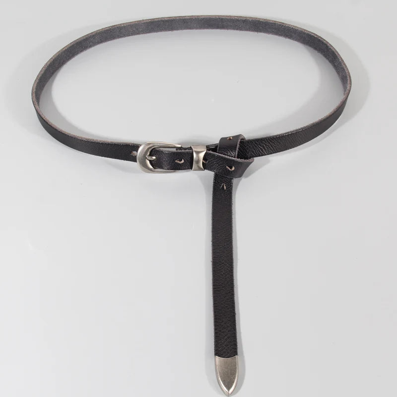 Extended Thin Section Ladies Belt Skirt Belt Narrow Soft Genuine Leather Women Jeans Belt
