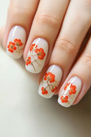 24pcs/set short medium long fake nails for Spring summer season gradient peach flowers butterfly heart press on false nail art