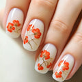 24pcs/set short medium long fake nails for Spring summer season gradient peach flowers butterfly heart press on false nail art