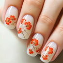 24pcs/set short medium long fake nails for Spring summer season gradient peach flowers butterfly heart press on false nail art