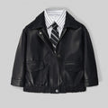 Boys Autumn Leather Jacket Autumn Children's Lapel Handsome Leather Coats