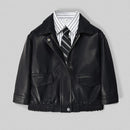 Boys Autumn Leather Jacket Autumn Children's Lapel Handsome Leather Coats