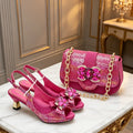 Match Shoe and Bag Set for in Women Royal Blue Crystal Shoe and Purse