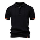Summer Men's Knit Polo Shirt - Breathable & Stretch Turn-Down Collar Social Events
