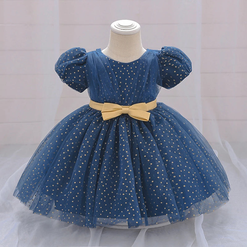 Toddler Girls Birthday Party Dresses Bow Baby Baptism Prom Gown Kids Wedding Elegant Princess Dress for Girls