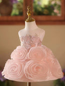 Gorgeous and elegant girl birthday party dress baby one year old party evening dress big flowers girl children's clothing