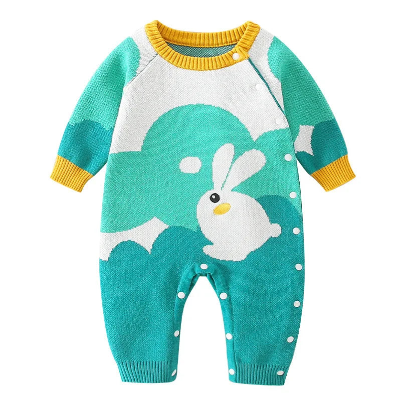 Autumn And Winter Baby Clothes Romper Bodysuit For Boys And Girls Pure Cotton Knitting Climbing Clothes