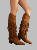 Platform Women Western Boots Heels Vintage Knee High Shoes For Women Shoes Winter