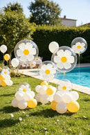 5/6PC Transparent Daisy Foil Balloons With Translucent Petals Yellow Stamens Forest Themed Weddings Fresh Birthday Parties