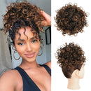 Hair Piece Elastic Drawstring Loose Wave Curly Hair Buns Hair Piece Extensions For Women Dark Brown