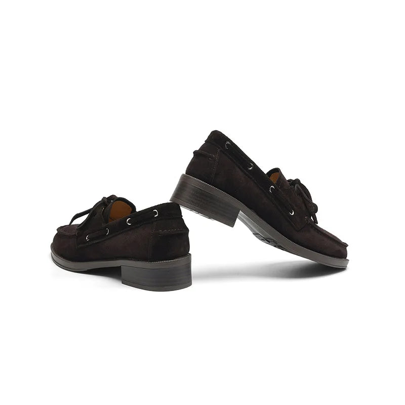 Women retro round toe oxfords 3.5cm mid heels black pumps