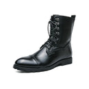 Men Lace Up High-top Boots Fashionable Outdoor Black Combat Boots