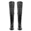 Winter Women Knee High Boots Pointed Toe Pull On Embroidered Thick Heels Boots Zipper