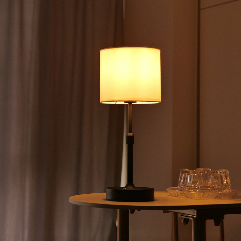 Table Lamp Copper White Linen Fabric USB Touch Cordless Dimmer Reading Table Light