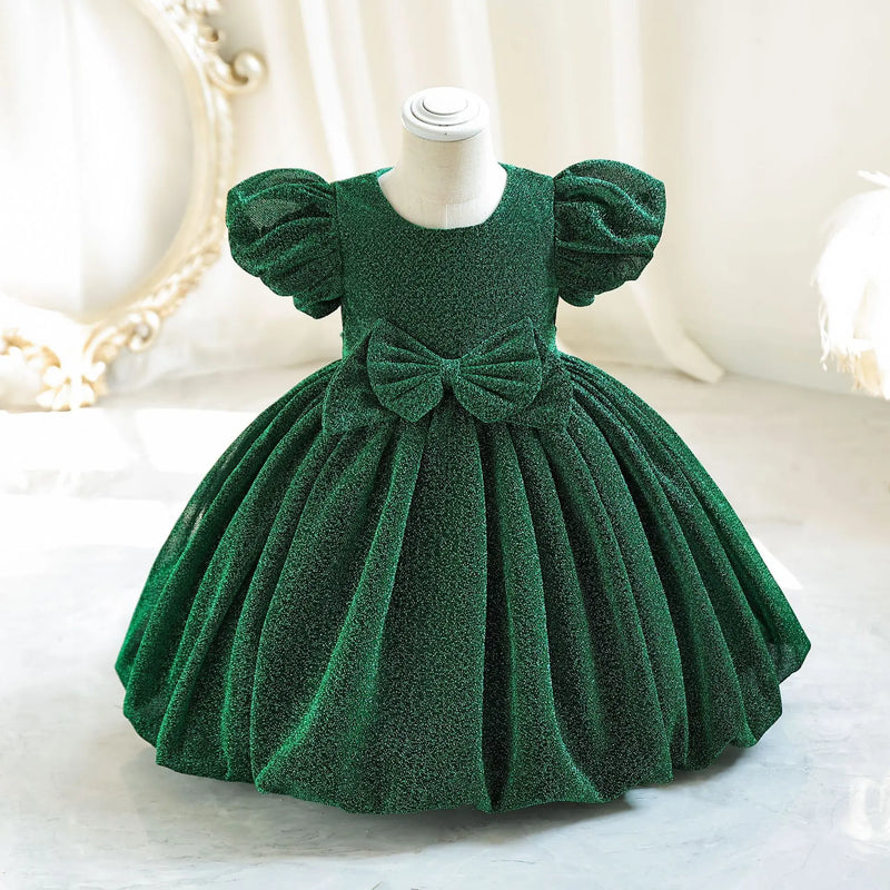 Toddler Baby Luxury Party Wedding Dress Child's First Birthday Princess Dresses For Girls Kid's Shiny Bridemaid Ball Gown