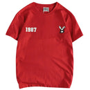 Summer New American Retro Short-sleeved O-neck Rabbit T-shirt Men's Fashion Simple Cotton Washed Casual Sport Tops