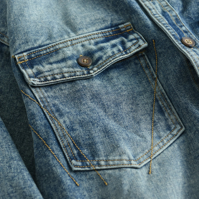 Denim shirt for men Autumn men retro long-sleeved shirt