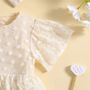 Newborn Baby Girls Summer Rompers Dress Princess Infant Girl Lace Embroidery Elegant Short Sleeve Jumpsuits Tulle Dress Headwear