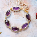 Luxury Gems Stone Charm  Link Strand Bracelets Costume Healing Crystal Statement Jewelry for Woman