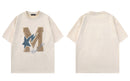 Mens Embroidery Letter Star Tshirt Casual Loose Tee Shirts Summer Hip Hop Top Couple